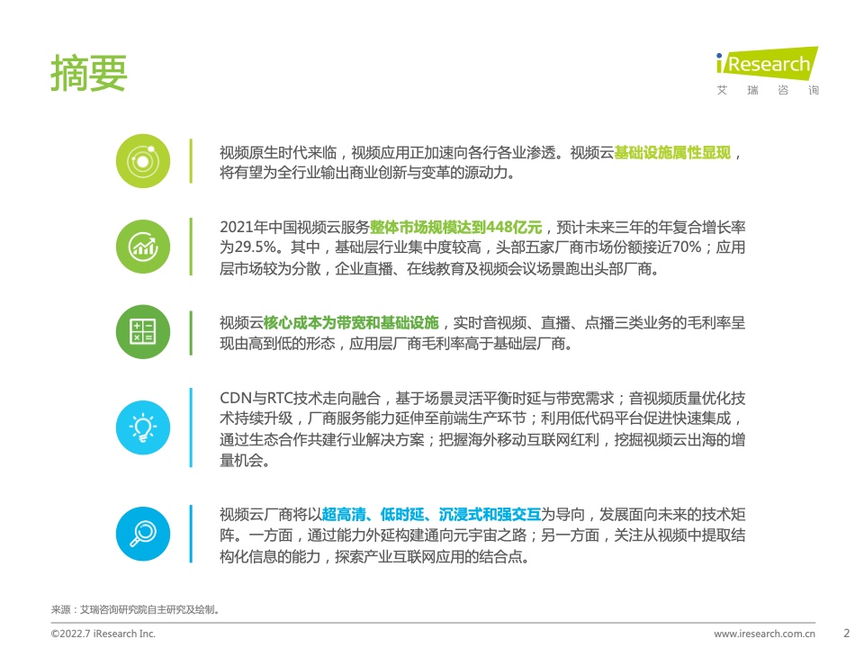 艾瑞咨询发布2022年中国视频云服务行业研究报告