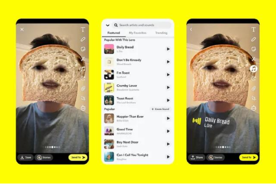 Snapchat 新增音频推荐及歌曲同步功能