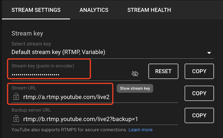如何使用 Web 浏览器通过 RTMP 或 RTMPS 在 YouTube 上进行直播