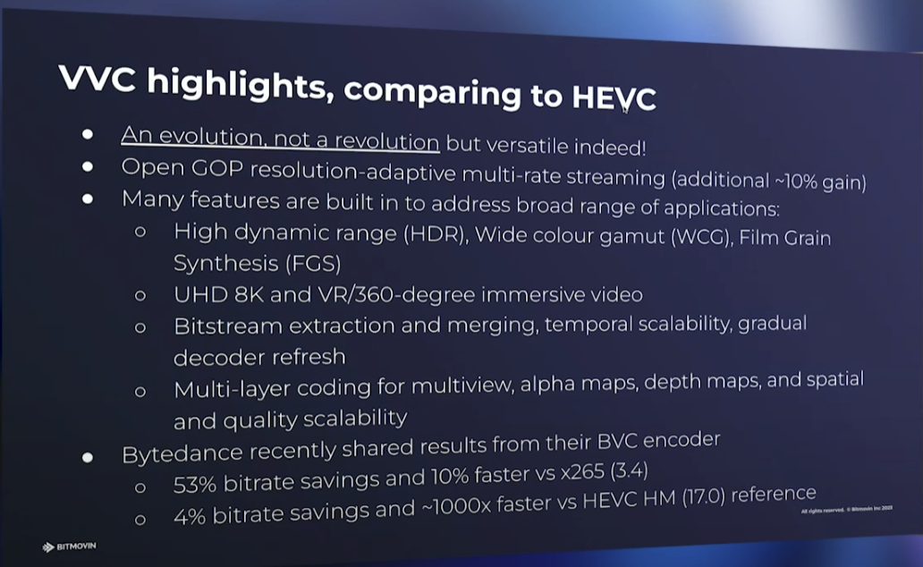 用于VOD的VVC编码 | Streaming Meida East 2023