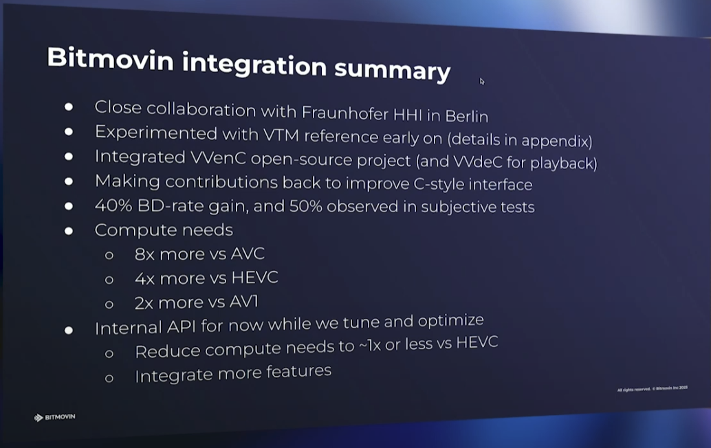 用于VOD的VVC编码 | Streaming Meida East 2023