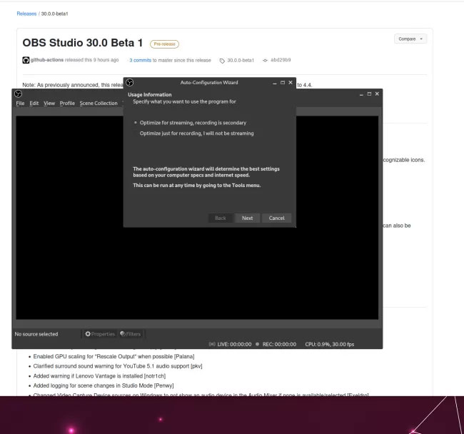 OBS Studio 30 Beta 在 Linux 上引入英特尔 QSV、WHIP/WebRTC 输出