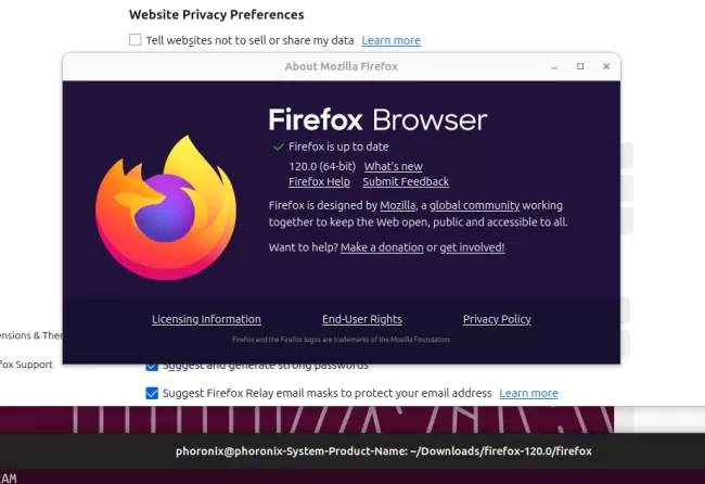 Firefox 120 已准备好全局隐私控制，WebAssembly GC 默认开启