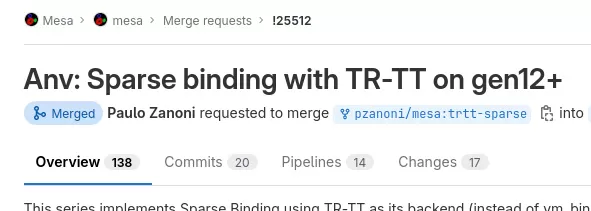 英特尔通过 Mesa 24.0 为 ANV+i915 提供 Vulkan 稀疏绑定支持