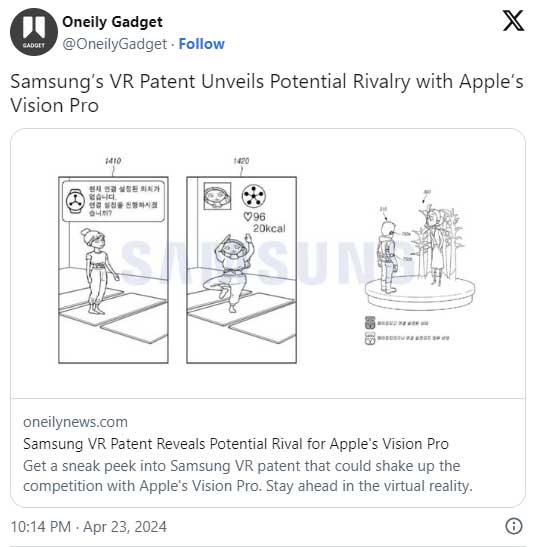三星 VR 设备专利申请暗示将用于健身和游戏