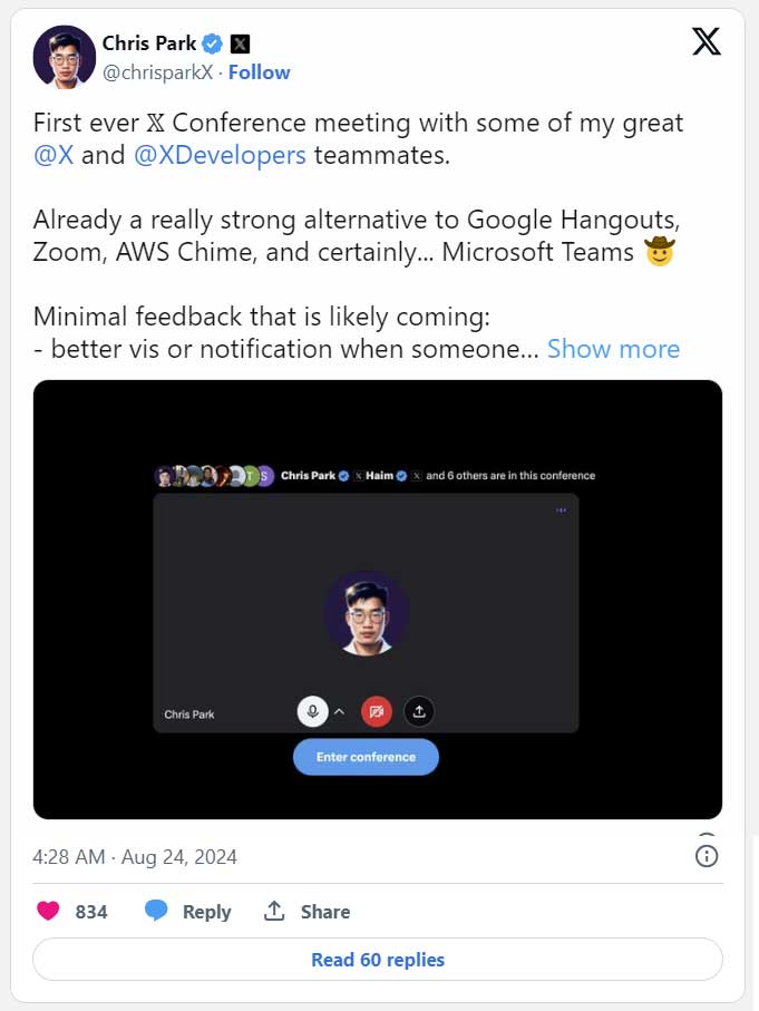 X 似乎计划加入视频会议竞赛