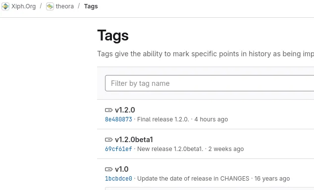 Xiph.Org 的 Theora libtheora 1.2 正式发布： 在 v1.0 发布 16 年之后