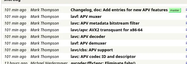 FFmpeg 合并三星 APV（高级专业视频编解码器）解码器