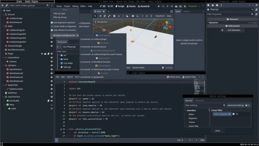 Godot 4.5 Beta 发布，提供更好的 Wayland 支持