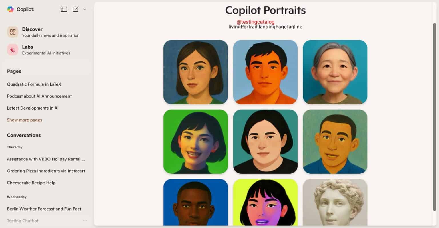 微软即将推出 Live Portraits 功能，为 Copilot 引入可定制头像