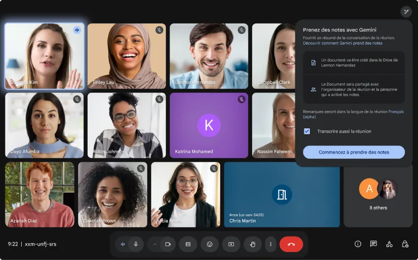 Google Meet 的 Note Taker 更新，可更精细地控制和查看会议摘要