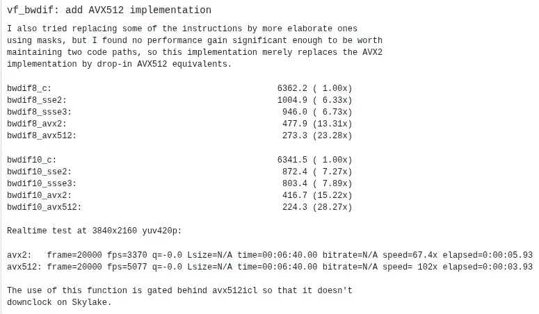 FFmpeg 通过 AVX-512 为 Bwdif 去隔行处理带来显著性能提升