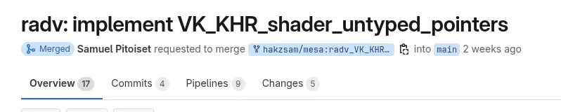 RADV Vulkan 驱动程序支持无类型指针