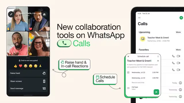 WhatsApp 推出通话安排、“举手”和表情符号反应功能
