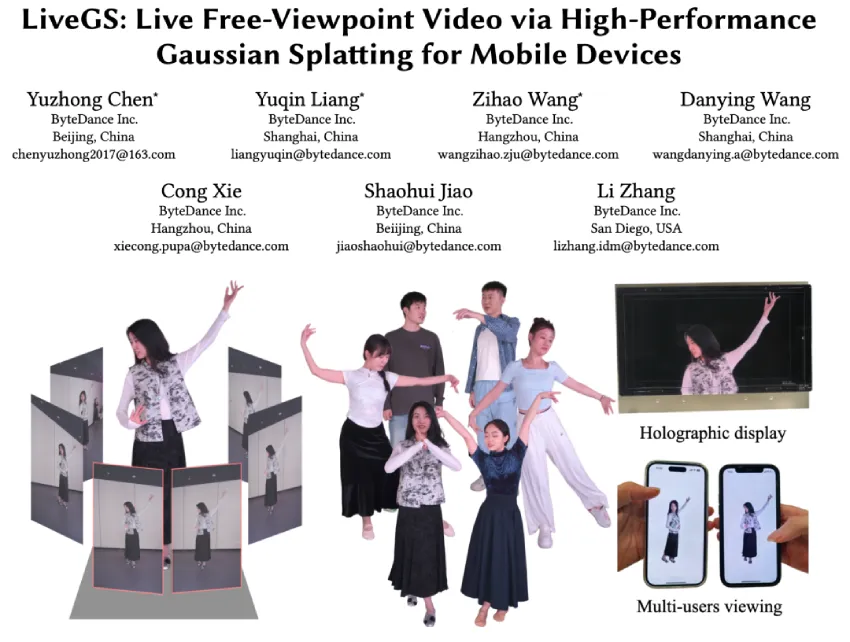 火山引擎多媒体实验室重要突破！LiveGS 技术登榜 SIGGRAPH，重新定义移动端自由视角视频直播