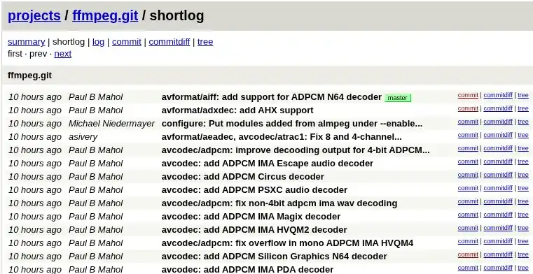 FFmpeg 获得对 AHX、ADPCM Silicon Graphics N64 解码器的支持