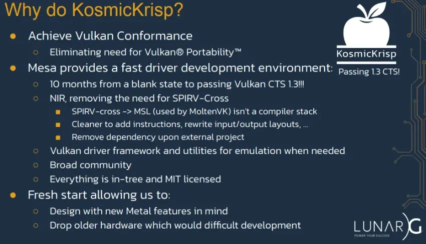 KosmicKrisp Vulkan 与 Apple Metal 驱动程序合并至 Mesa 26.0