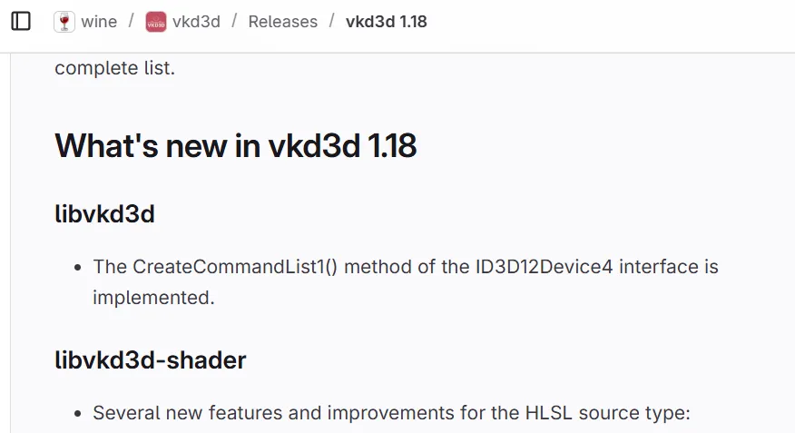 VKD3D 1.18 版本发布，针对 Vulkan 上的 Direct3D 12 进行了多项改进