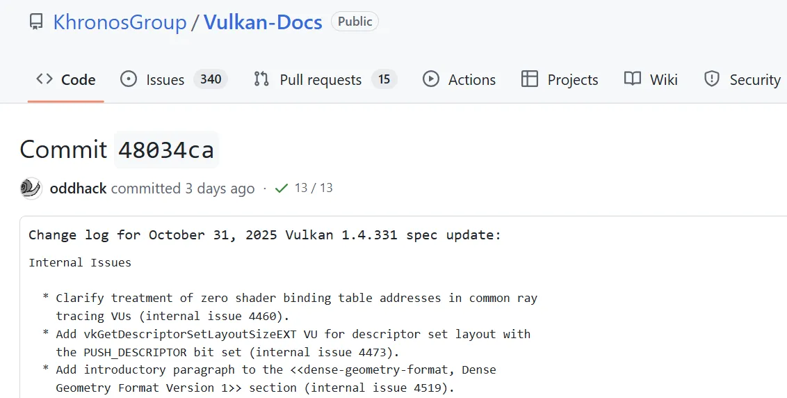 Vulkan 1.4.331 发布，带来两个新扩展