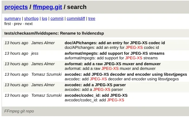 FFmpeg 初步支持 JPEG-XS