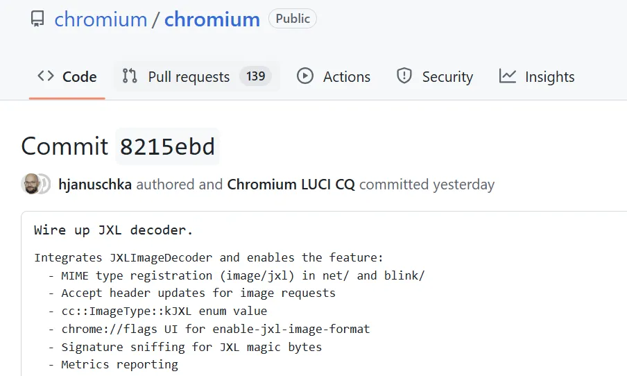 JPEG-XL图像支持已恢复至最新Chrome/Chium代码