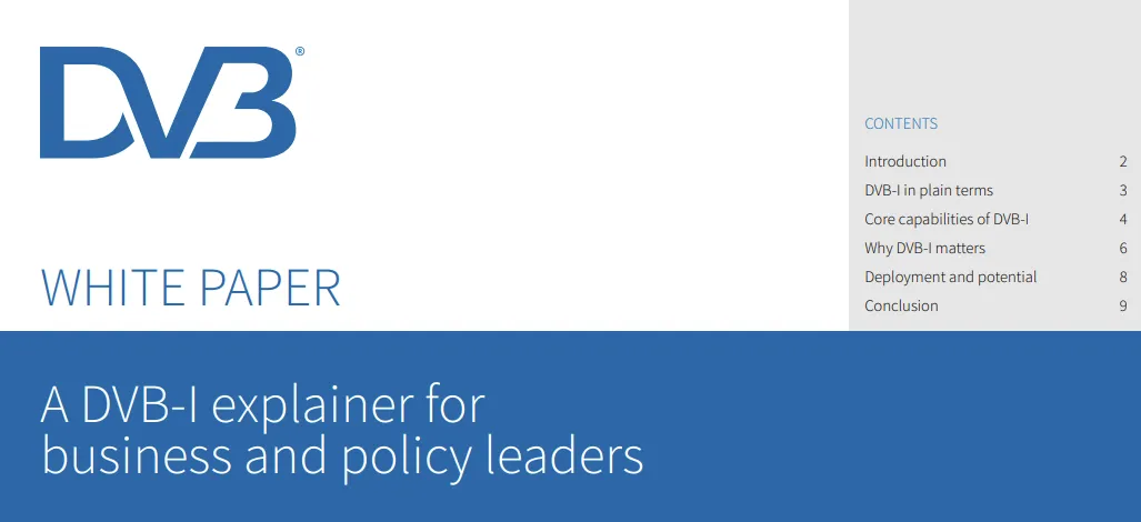 DVB 发布通俗易懂的 DVB-I 白皮书