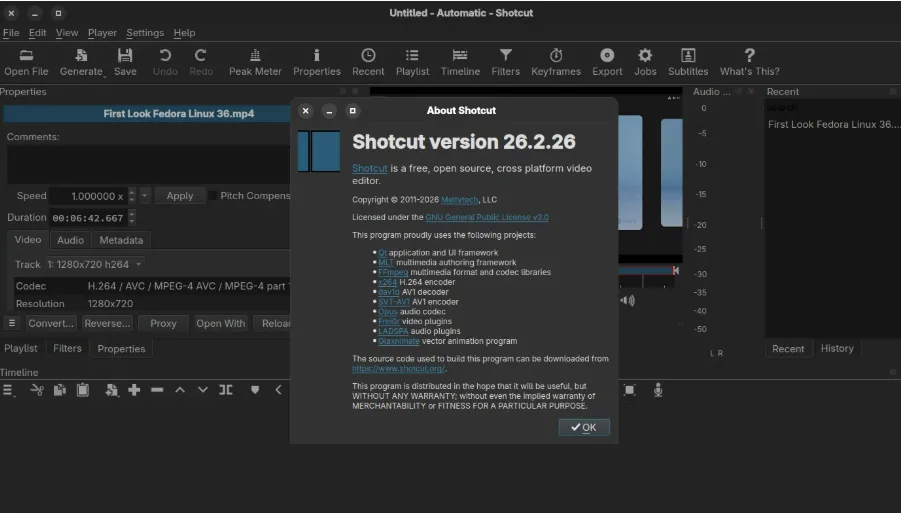 Shotcut 26.2 开源视频编辑器发布，包含多项改进