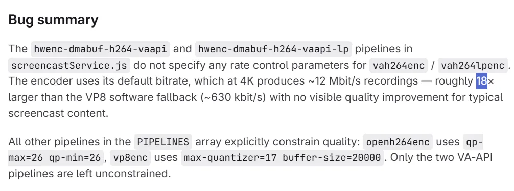 GNOME 修复了 H.264 格式的录制文件大小约为 VP8 格式的 18 倍的屏幕录制问题