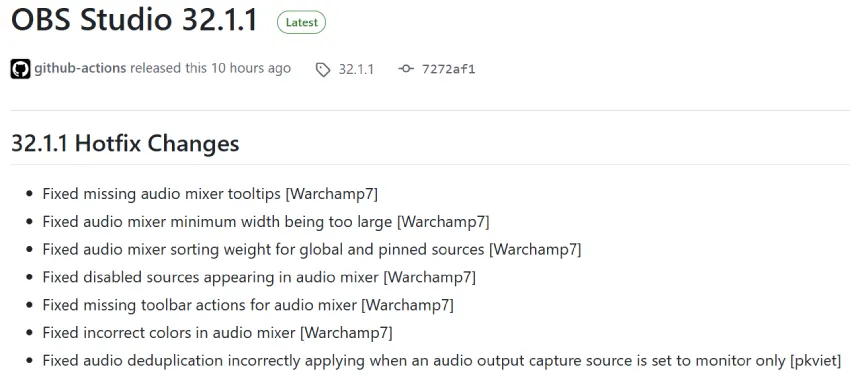 OBS Studio 32.1.1 正式发布，优化了音频混音器和音频去重功能