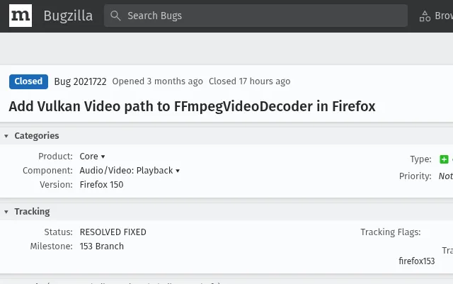 Firefox 合并了对 Vulkan 视频解码的支持