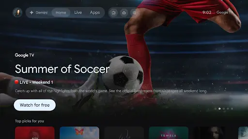 Google TV推出足球中心，新增语音控制功能