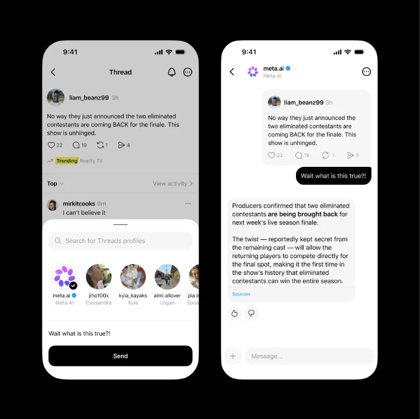 Threads 用户现在可以在私信中与 Meta AI 聊天
