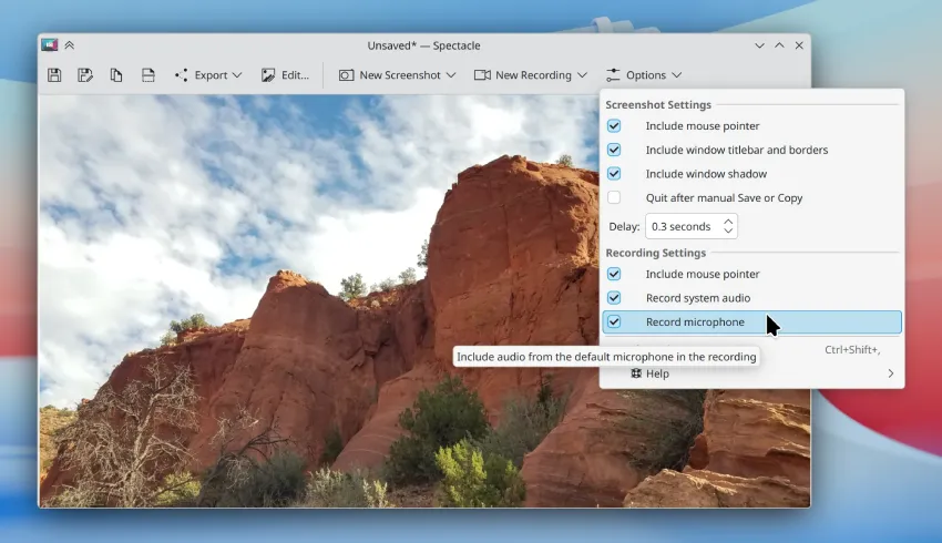KDE Plasma 6.8 为 Spectacle 中的屏幕录制功能带来原生音频