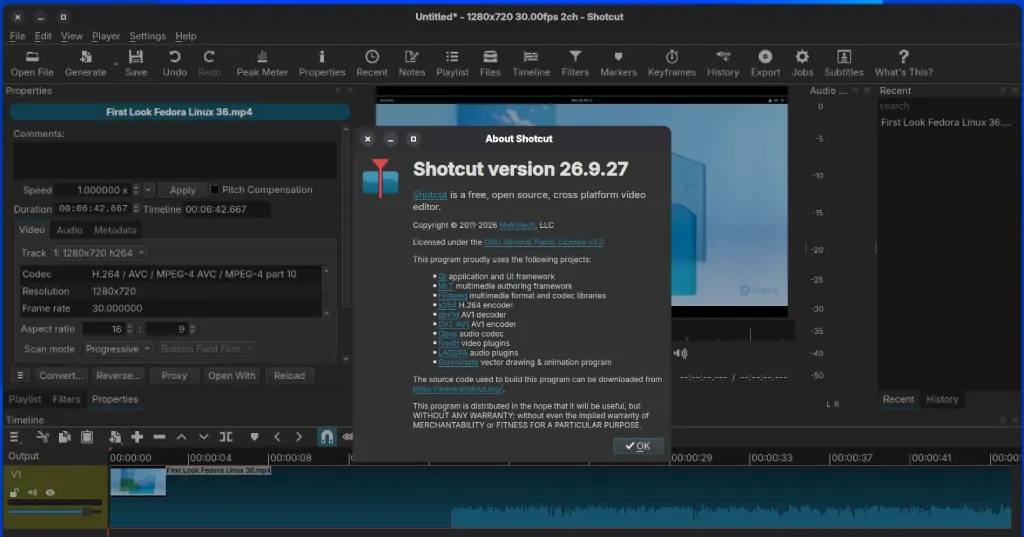 Shotcut 26.9 视频编辑器改进了 Linux 系统上的 VA-API HEVC 硬件编码器